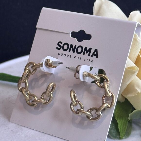 Sonoma Link Style Open Hoop Earrings .75in - Picture 3 of 6
